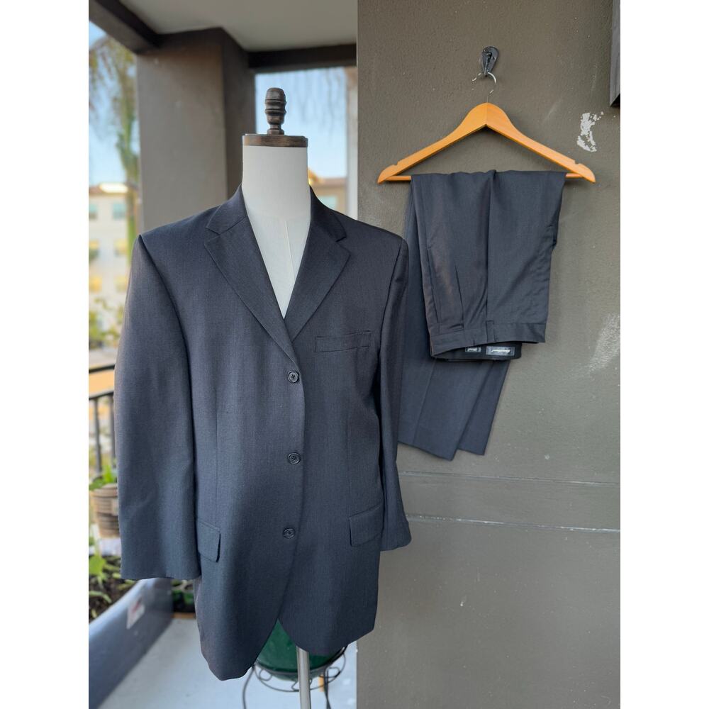 Eddie Bauer Stretch Modern Fit Wool 2-Piece Suit Set 42R 35x28 Gray 3-Button